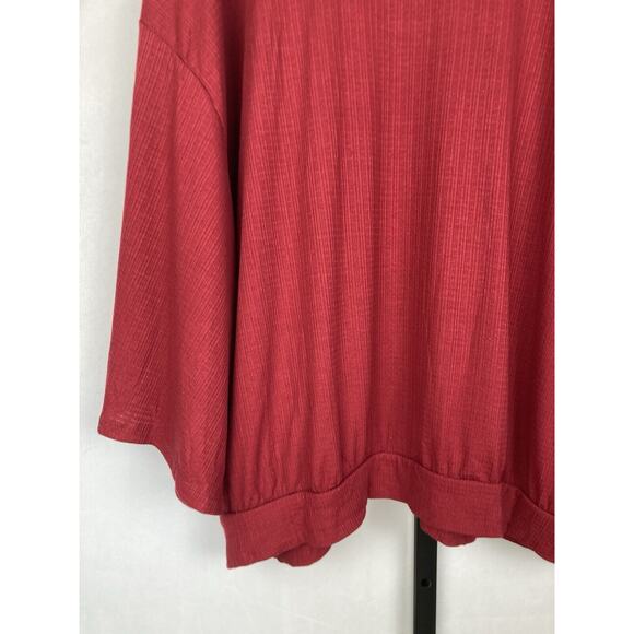 Torrid Textured Jersey V-Neck Button Down Dolman Sleeve Top 3X Dark Red V Neck - Picture 12 of 15